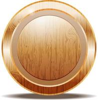 wooden balnk icon with shadow in white background vector