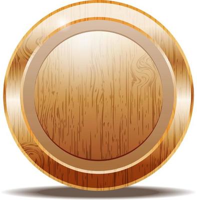 wooden balnk icon with shadow in white background