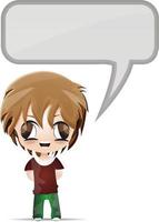 cartoon young boy with blank text sign vector