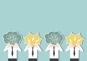 Businessmen holding a speech bubble paper sign. bad communication. don't understand. Concept of communicate, office problem, talking confused, explain not clear, social bully, Aggressive dialogue. vector