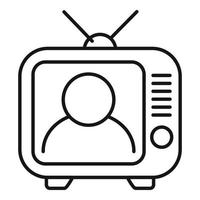 icono de televisor narrador, estilo de contorno vector