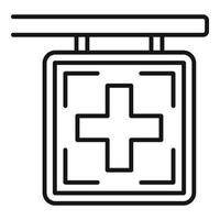 Pharmacy cross sign icon, outline style vector