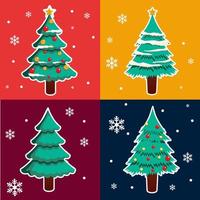 árbol de navidad con varios artículos para decoración de elementos y diseño de ilustración vectorial vector