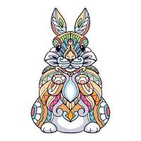 Colorful Rabbit mandala arts isolated on white background vector