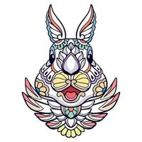 Colorful Rabbit mandala arts isolated on white background vector