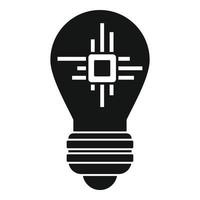 Ai processor bulb icon, simple style vector