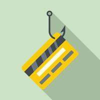 Hook personal credit card icon, flat style vector