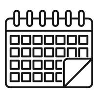 icono de calendario de lecciones, estilo de esquema vector