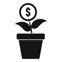 Mission money flower pot icon, simple style vector