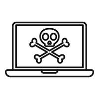Hacked laptop icon, outline style vector