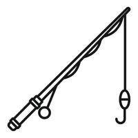 Fishing rod pole icon, outline style vector