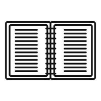 administrador de oficina icono de cuaderno abierto, estilo de contorno vector