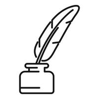 Notary feather pen icon, outline style vector