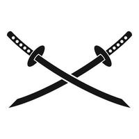 Samurai swords icon, simple style vector