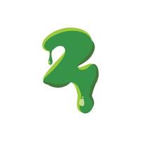 Numder 2 made of green slime vector