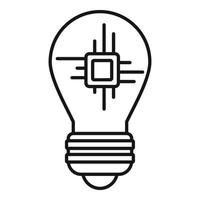 Ai processor bulb icon, outline style vector