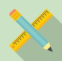 Crossed pencil ruler icon, flat style vector