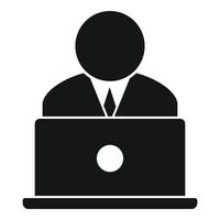 Business training laptop icon, simple style vector