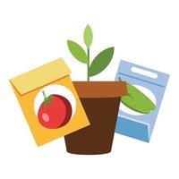 Plant seed pot icon, cartoon style vector