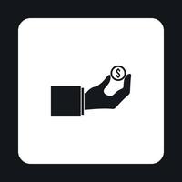 Hand pays for parking icon, simple style vector
