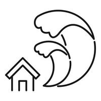 Tsunami disaster icon, outline style vector