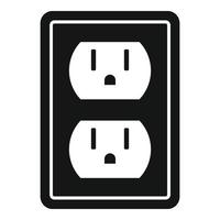 Double power socket icon, simple style vector