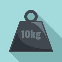 Icono de peso de fuerza de 10 kg, estilo plano vector