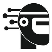 Robot machine learning icon, simple style vector