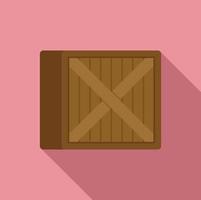 icono de caja de cráter de madera de almacenamiento, estilo plano vector