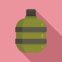 Safari hunting water flask icon, flat style vector