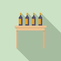 Wine bottles on table icon, flat style vector