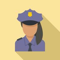 icono de borde de mujer policía, estilo plano vector