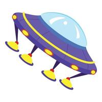 Space ufo icon, cartoon style vector