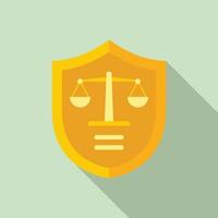 Prosecutor shield icon, flat style vector