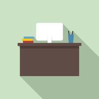 Office manager desktop icon, flat style vector