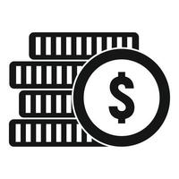 Coin stack icon, simple style vector