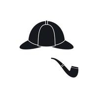 Hat and pipe icon, simple style vector