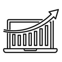 Laptop marketing graph chart icon, outline style vector