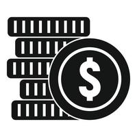 Coin stack icon, simple style vector