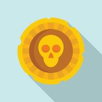 icono de moneda de calavera mexicana, estilo plano vector