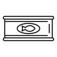 icono de lata de pescado de supervivencia, estilo de esquema vector