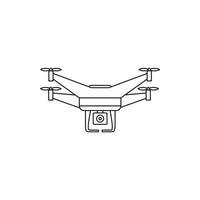 Quadcopter drone with camera icon, outline style vector