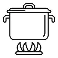 Saucepan icon, outline style vector