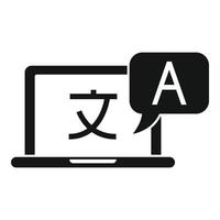 Laptop online translation icon, simple style vector