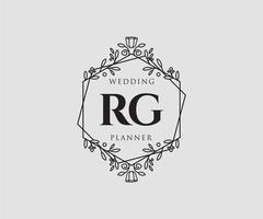 RG Initials letter Wedding monogram logos collection, hand drawn modern minimalistic and floral templates for Invitation cards, Save the Date, elegant identity for restaurant, boutique, cafe in vector