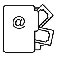 Money file folder icon, outline style vector
