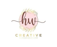 Initial HW feminine logo. Usable for Nature, Salon, Spa, Cosmetic and Beauty Logos. Flat Vector Logo Design Template Element.