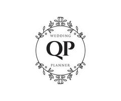 QP Initials letter Wedding monogram logos collection, hand drawn modern minimalistic and floral templates for Invitation cards, Save the Date, elegant identity for restaurant, boutique, cafe in vector