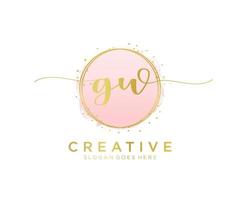Initial GW feminine logo. Usable for Nature, Salon, Spa, Cosmetic and Beauty Logos. Flat Vector Logo Design Template Element.