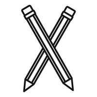 Crossed pencil icon, outline style vector